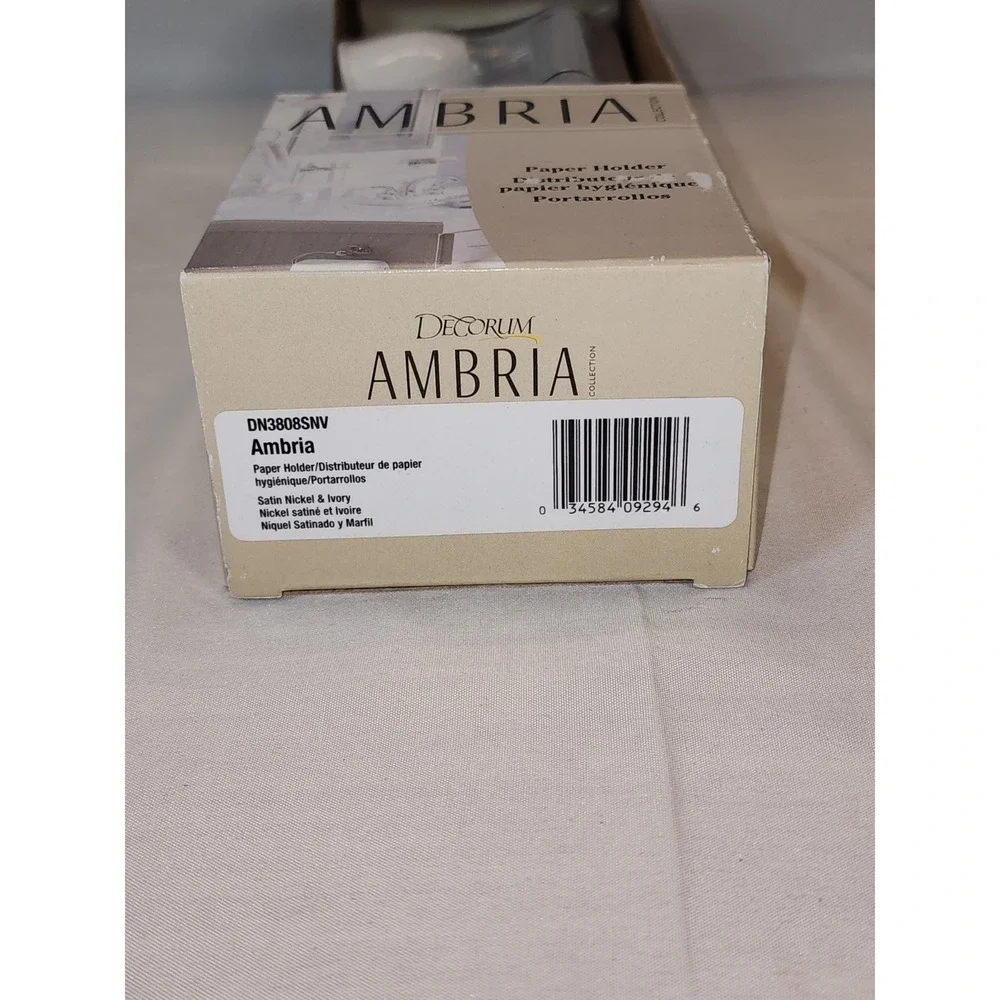 Decorum Ambria Collection Satin And Nickle Ivory Toilet Paper Holder New In Box